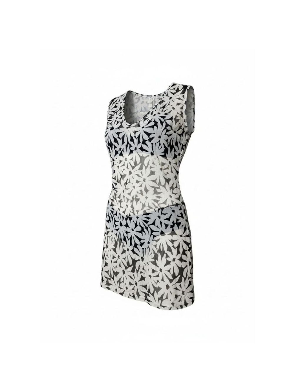 Liz Claiborne White Black Floral V-Neck Swim Coverup Size M - Picture 3 of 8